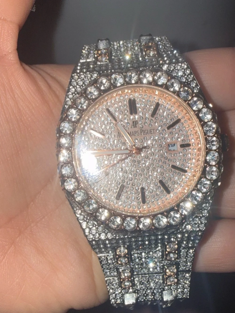 Rose Gold Crystal Pavé Women's Watch Necklace Charm